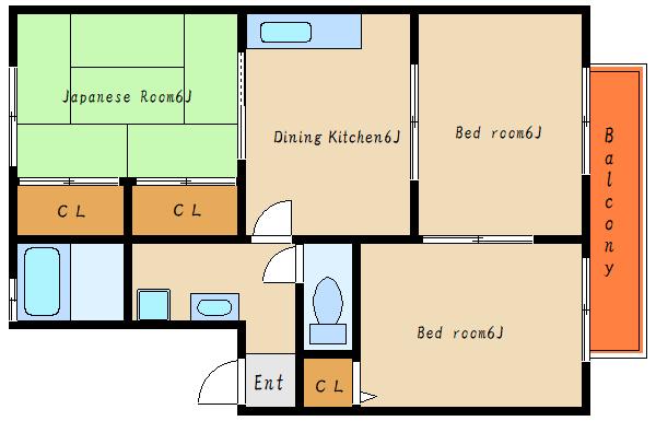 ハイカムール住吉(3DK/2階)の間取り写真