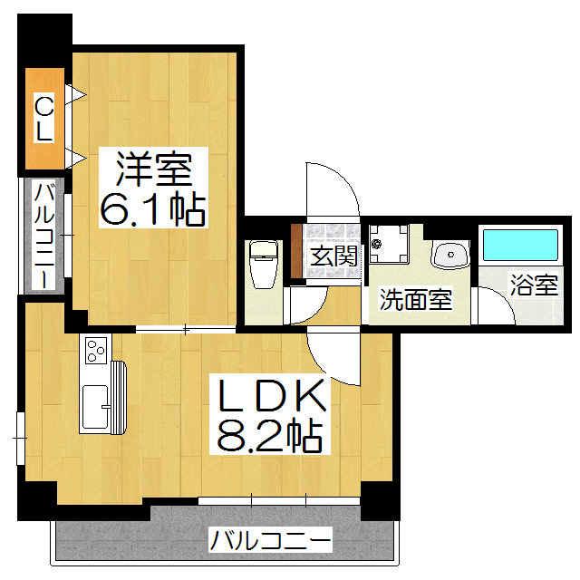 マリーベル京都堀川ウインドア(1LDK/3階)の間取り写真