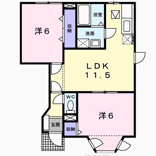 メイツクレストールA(2LDK/1階)の間取り写真