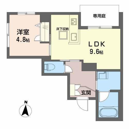 シャーメゾン道場南口(1LDK/1階)の間取り写真