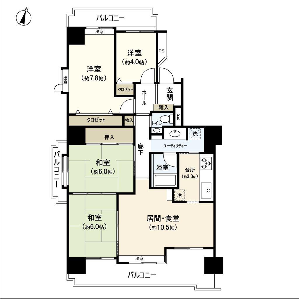 長町街苑パークマンション三番街(4LDK/3階)の間取り写真