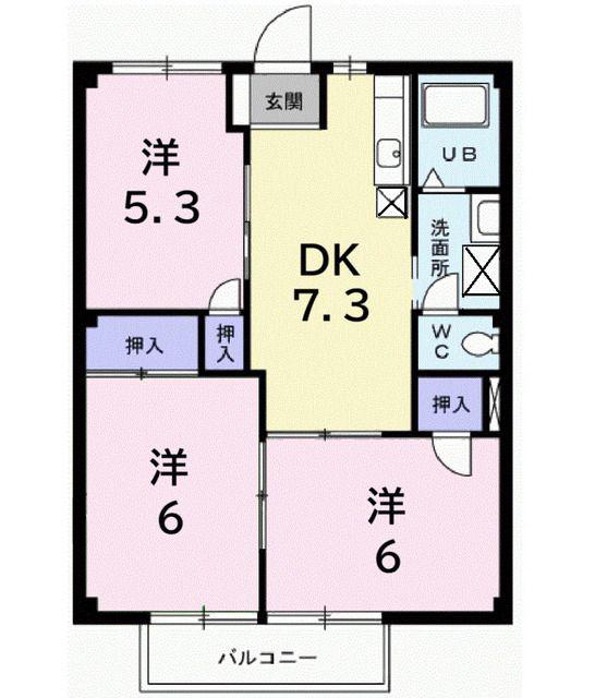ニューシティ田口(3DK/2階)の間取り写真