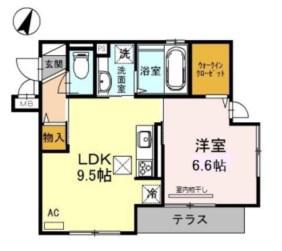 D-ROOM高羽(1LDK/1階)の間取り写真