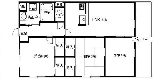 ユーミー東原(3LDK/2階)の間取り写真