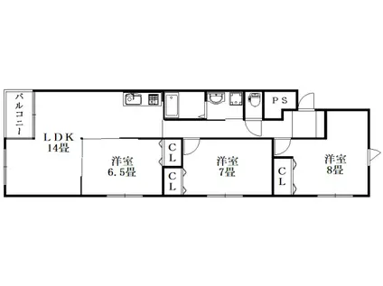 KSガーデン神明(3LDK/3階)の間取り写真