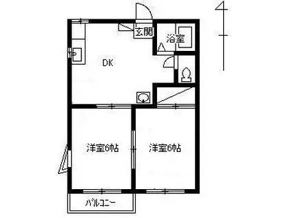 ファミールトムA(2DK/2階)の間取り写真