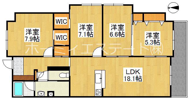 PIER倉敷(4LDK/3階)の間取り写真