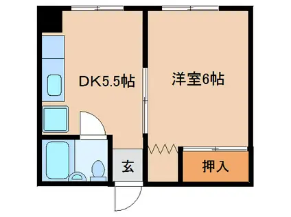 NCハイツ(1DK/2階)の間取り写真