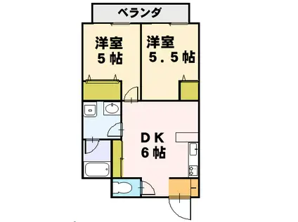 ニューフラット弐番館(2DK/3階)の間取り写真