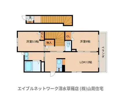 カナデール堀込(2LDK/2階)の間取り写真