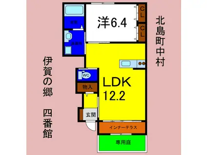 伊賀の郷 四番館(1LDK/1階)の間取り写真