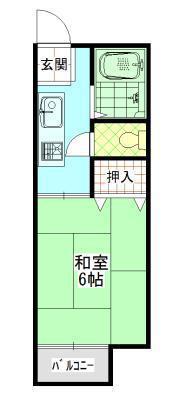 パナハイツ山三(1K/2階)の間取り写真