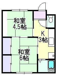 コーポ北鬼柳II(2K/2階)の間取り写真