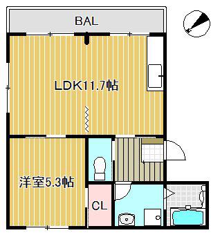 レヴ・クレール(1LDK/1階)の間取り写真