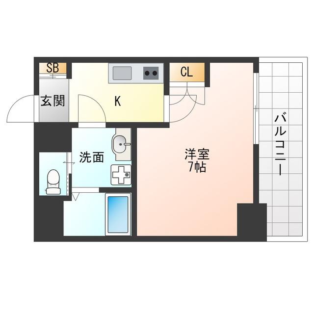 MEET ME 梅田西(ワンルーム/6階)の間取り写真