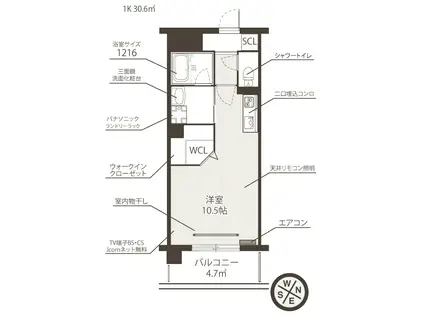 RIVIERE水前寺公園(ワンルーム/3階)の間取り写真