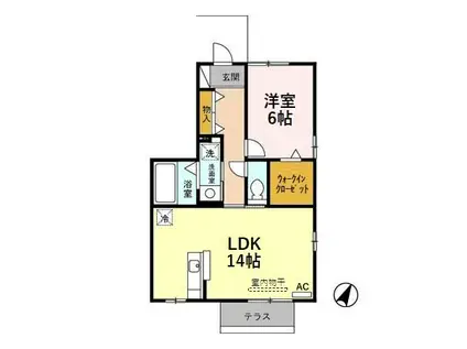 ルシエルIIA(1LDK/1階)の間取り写真