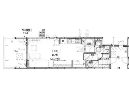 SERENDIPIA・M(ワンルーム/1階)の間取り写真
