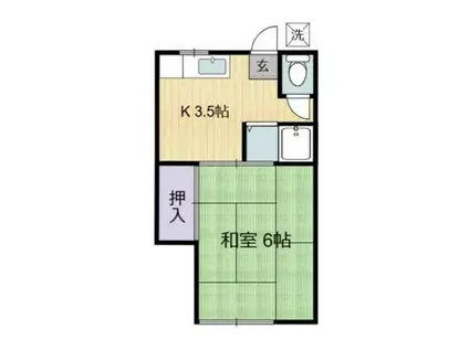 蓑島荘(1K/2階)の間取り写真