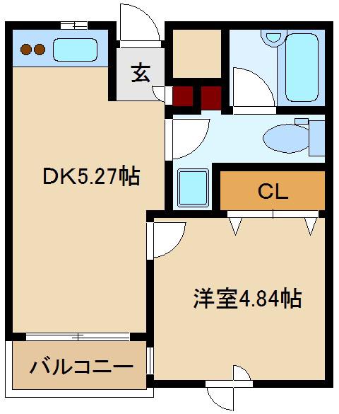 グランゼコールミツフ(1DK/4階)の間取り写真