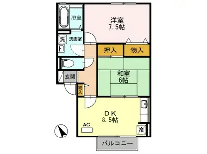 ラフィーネ98(2DK/2階)の間取り写真