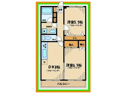 VERDONE(2DK/1階)の間取り写真