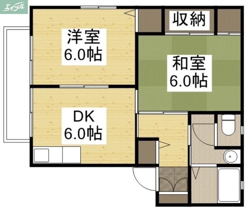 グリーンハイツ(2DK/2階)の間取り写真