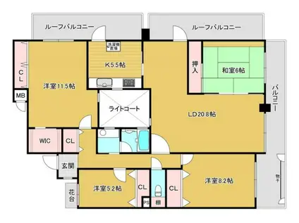 ラブリー鈴蘭台(4LDK/3階)の間取り写真