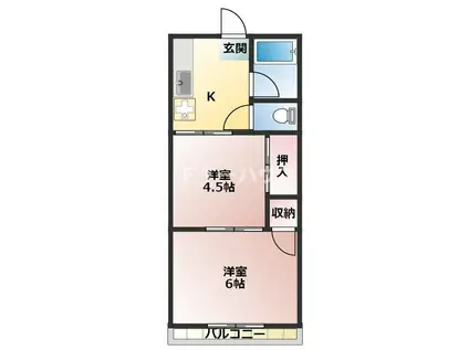 雨木ビル(2K/2階)の間取り写真