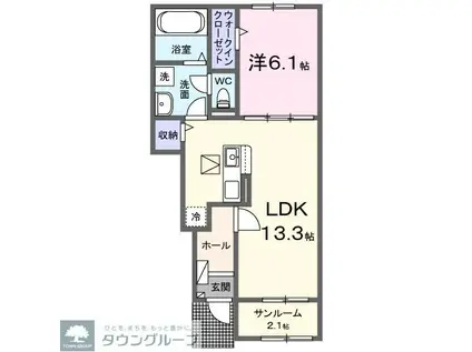 ヴィラ・ソレイユ Ⅱ(1LDK/1階)の間取り写真