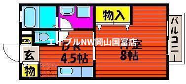 ウヴリール(1DK/2階)の間取り写真