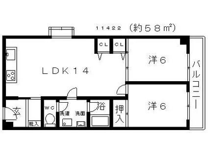 K・R グランド IN(2LDK/2階)の間取り写真