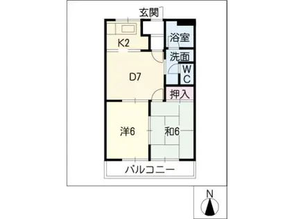 セーラズAB棟(2DK/2階)の間取り写真