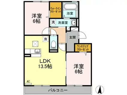 カルチェ ASUKA(2LDK/1階)の間取り写真