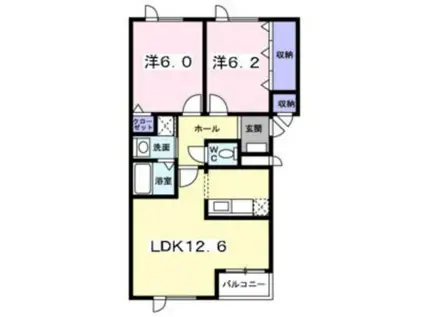 リーフガーデン藻岩II(2LDK/2階)の間取り写真