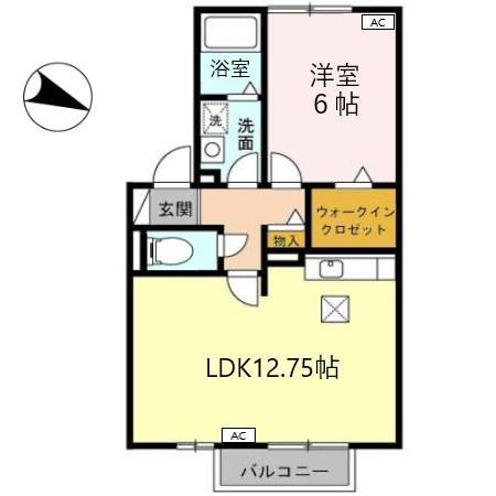 セジュール藤塚(1LDK/1階)の間取り写真