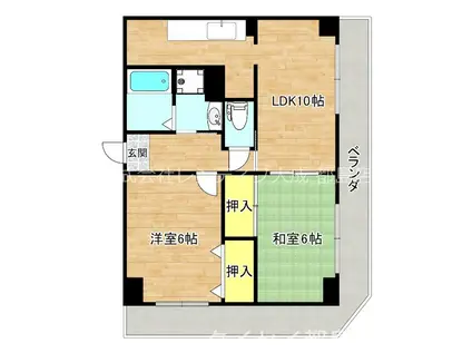 フロレアール都島(2LDK/2階)の間取り写真