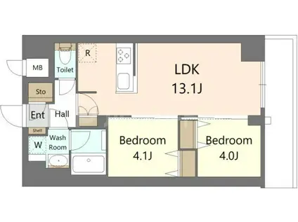 S-RESIDENCE王子ENABLE(2LDK/9階)の間取り写真
