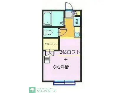 エステートガーデン岩槻(ワンルーム/2階)の間取り写真