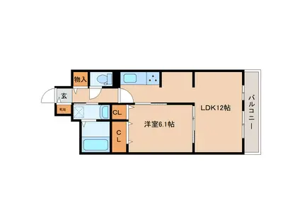 SUNLIT大和郡山(1LDK/3階)の間取り写真