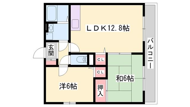 森本ハイツ(2LDK/2階)の間取り写真