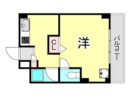 甲南ハイツ(ワンルーム/2階)の間取り写真