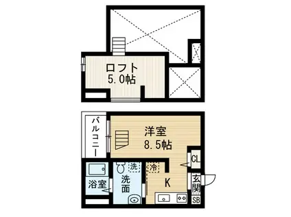 クオリア瑞穂(1SK/1階)の間取り写真