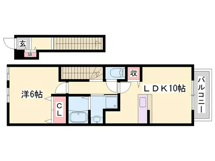 アクティブI・K(1LDK/2階)の間取り写真