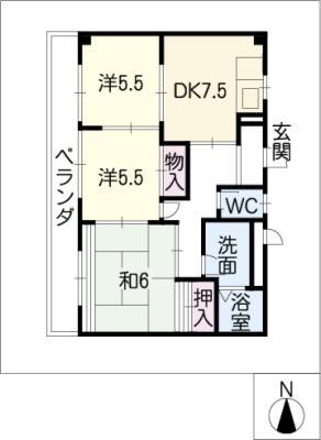 イーストパーク(3DK/1階)の間取り写真