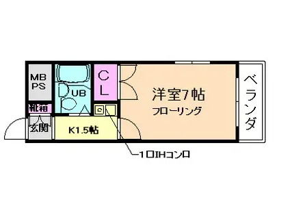 フォーレスト箕面(1K/2階)の間取り写真