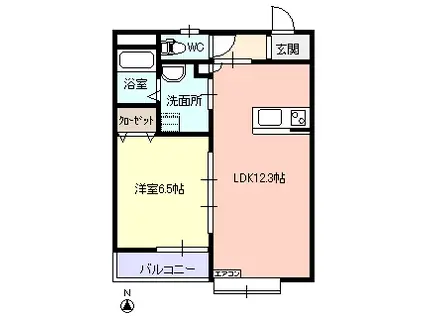 ル・フランM(1LDK/2階)の間取り写真