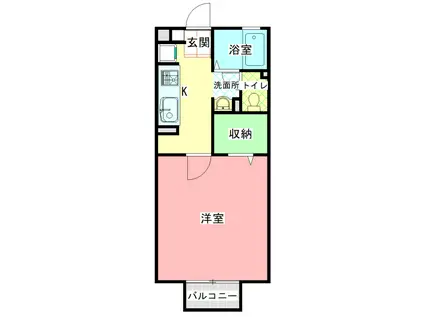 サンリーフ(1K/1階)の間取り写真