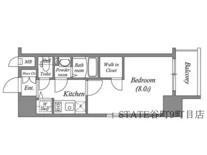 エスリード大阪城アクシス(1K/12階)の間取り写真