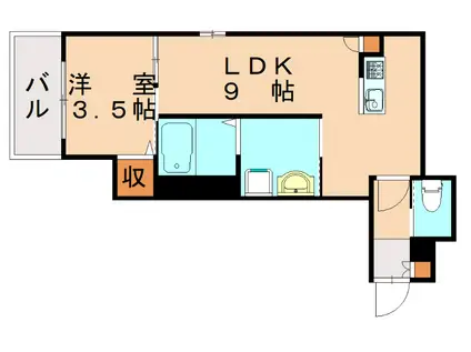 ROBOT HOME 唐の原II(1LDK/3階)の間取り写真